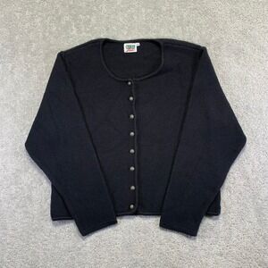 VINTAGE Country Line Cardigan Sweater Black Womens 46 Cotton Blend Button Front